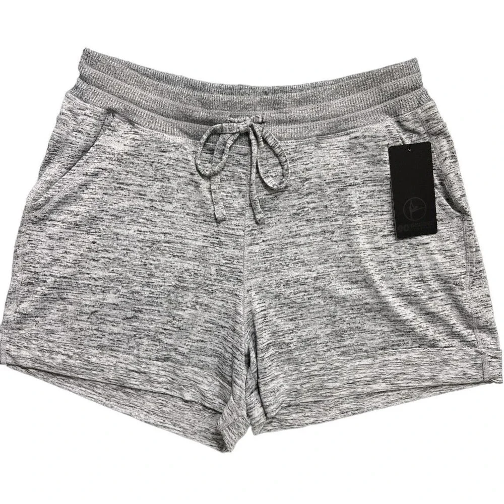 90 Degree Women's Soft Comfy Lounge Shorts w/ Pockets Plus Size 1X Heather Gray